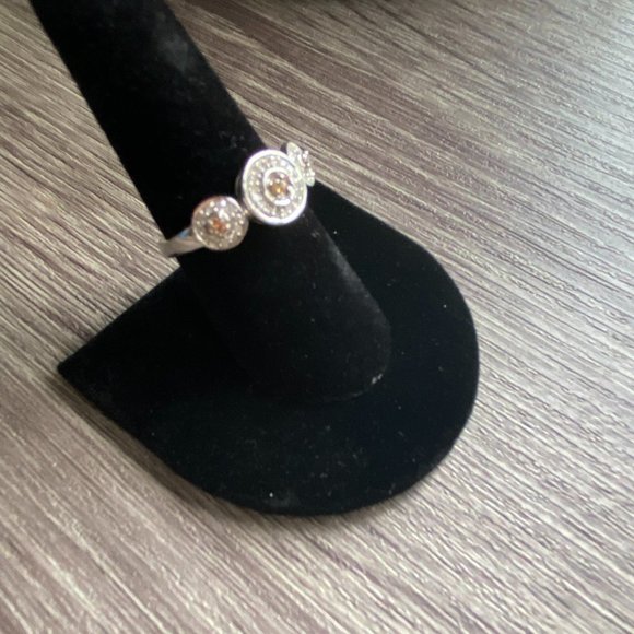 White Gold Ring with Chocolate Diamonds 10K - Picture 3 of 6